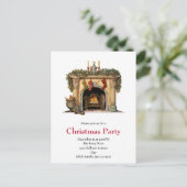 Gezellige Victoriaans open haard kerst Uitnodiging Briefkaart (Staand voorkant)