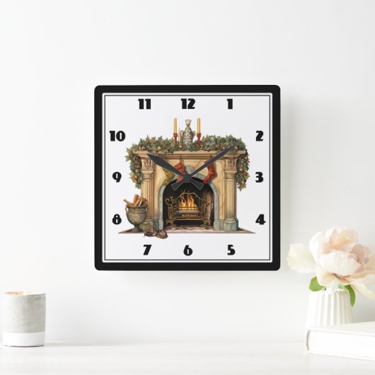 Gezellige Victoriaans open haard kerst Vierkante Klok