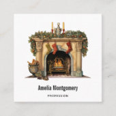 Gezellige Victoriaans open haard kerst Vierkante Visitekaartje (Voorkant)