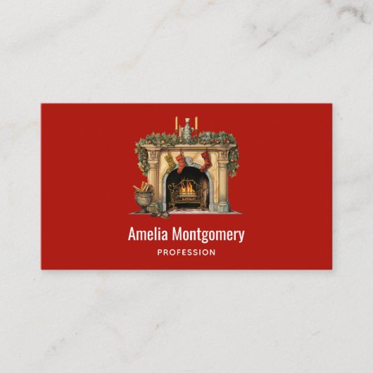 Gezellige Victoriaans open haard kerst Visitekaartje (Voorkant)