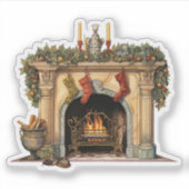 Gezellige Victoriaanse Kersthaard Sticker (Voorkant)