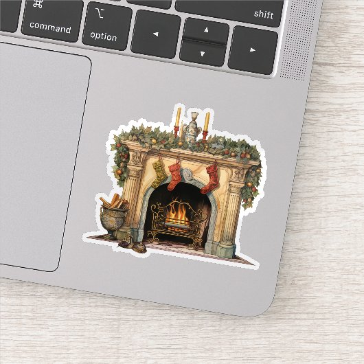 Gezellige Victoriaanse Kersthaard Sticker (Detail)