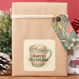 Gezellige Vintage Heet Chocolade Prettig Kerst Sti Vierkante Sticker