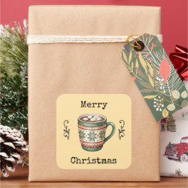 Gezellige Vintage Heet Chocolade Prettig Kerst Sti Vierkante Sticker