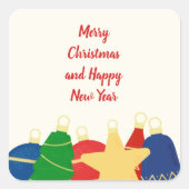Gezellige vintage kerst ornamenten vierkante sticker (Voorkant)