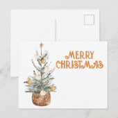 Gezellige vintage kerstboom briefkaart (Voorkant / Achterkant)