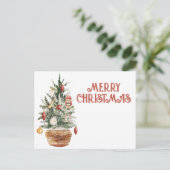 Gezellige vintage kerstboom briefkaart (Staand voorkant)