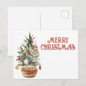 Gezellige vintage kerstboom briefkaart (Voorkant / Achterkant)