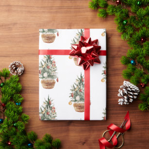 Gezellige vintage kerstboom cadeaupapier