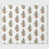 Gezellige vintage kerstboom cadeaupapier (Vlak)
