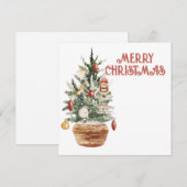 Gezellige vintage kerstboom feestdagenkaart (Voorkant / Achterkant)