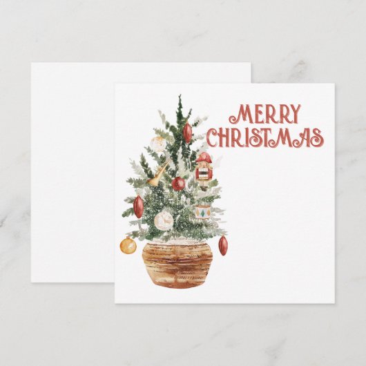 Gezellige vintage kerstboom feestdagenkaart (Voorkant / Achterkant)