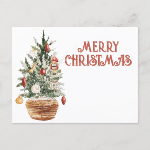 Gezellige vintage kerstboom feestdagenkaart