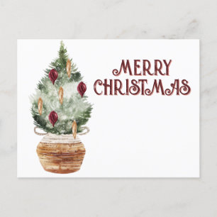 Gezellige vintage kerstboom feestdagenkaart