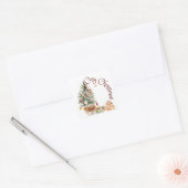 Gezellige vintage kerstboom vierkante sticker (Envelop)