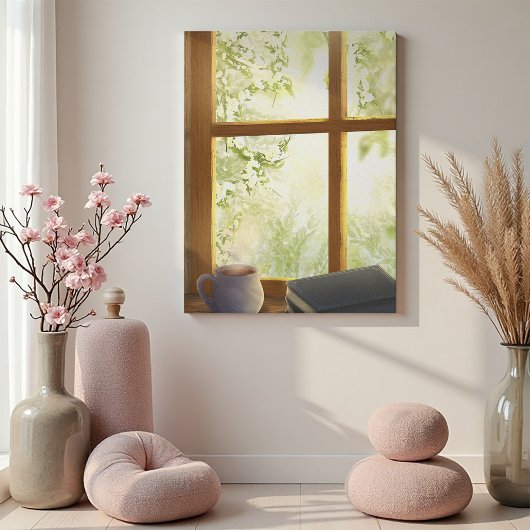 Gezellige vintage raam canvas afdruk