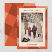 Gezellige Vintage Rode Geruite Fotolijst Feestdagenkaart (Voorkant / Achterkant)