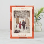 Gezellige Vintage Rode Geruite Fotolijst Feestdagenkaart (Staand voorkant)