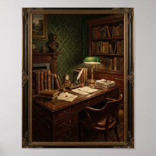 Gezellige vintage studeerstoel met armleuningen II Poster
