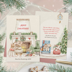 Gezellige vintage waterverf muizen kersthaard Kers Feestdagenkaart