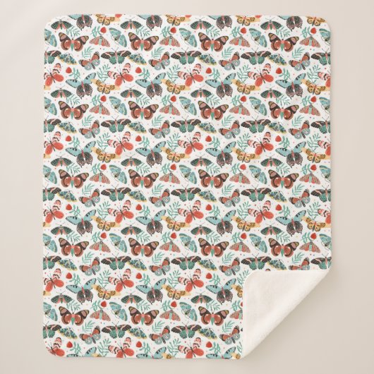 Gezellige vlinder sherpa deken (Voorkant)