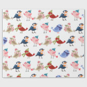 Gezellige vogels cadeaupapier (Vlak)