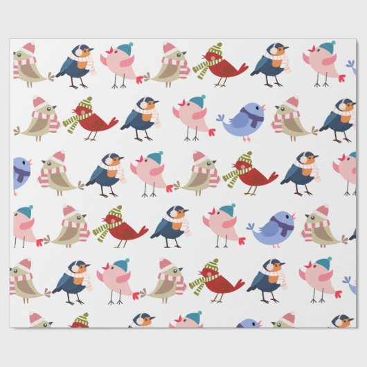 Gezellige vogels cadeaupapier (Vlak)