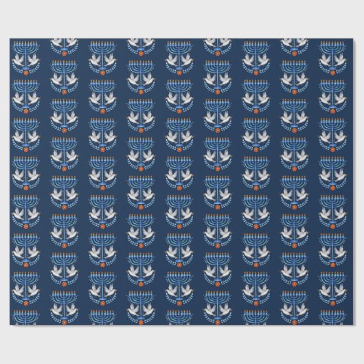 Gezellige volkskunst Chanoeka Menorah en Peace Dov Cadeaupapier (Vlak)