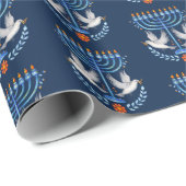 Gezellige volkskunst Chanoeka Menorah en Peace Dov Cadeaupapier (Rol Hoek)