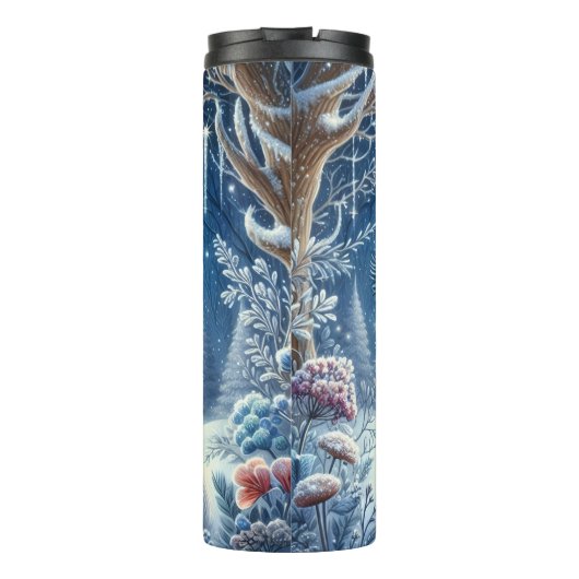 Gezellige vos in een besneeuwd bos thermosbeker (Achterkant)