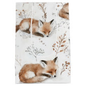 Gezellige Vossen Dieren Kerstmis Medium Cadeauzakje (Achterkant)