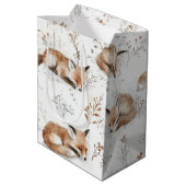 Gezellige Vossen Dieren Kerstmis Medium Cadeauzakje (Achterkant Gekanteld)