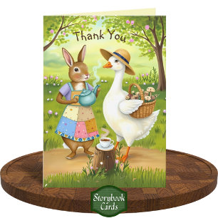 Gezellige vrienden Tea Time Goose Rabbit Bedankt Kaart