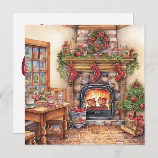 Gezellige vrolijke kerst Kaart (Voorkant / Achterkant)