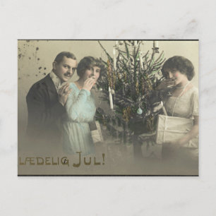 Gezellige vrouwen Vintage kerstgroeten Feestdagenkaart