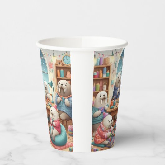 Gezellige Walrus Paper Cup Papieren Bekers (Links)
