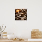 Gezellige warme avondkaarsen en deken poster (Keuken)