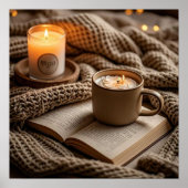 Gezellige warme avondkaarsen en deken poster (Voorkant)