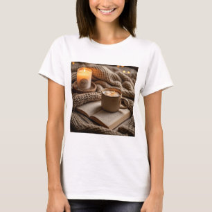 Gezellige warme avondkaarsen en deken t-shirt