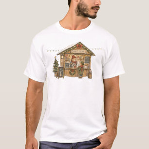 Gezellige warme cacaokerstmarkt kraam voor winter  t-shirt