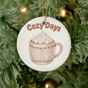 Gezellige warme cacaomok met marshmallow Kerstmis Keramisch Ornament