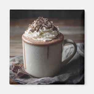 Gezellige Warme Chocolade Witte Slagroom Foto Magneet