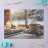 Gezellige warme chocolademelk met crème en kaarsen tissuepapier (Craft)