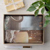 Gezellige warme chocolademelk met crème en kaarsen tissuepapier (Geschenk)