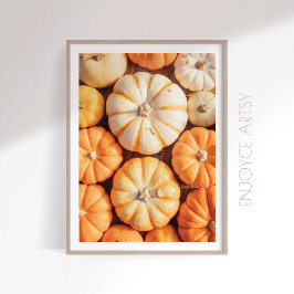 Gezellige warme herfst pompoen foto boerderij muur poster