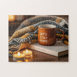 Gezellige warme kaars verlicht avond legpuzzel
