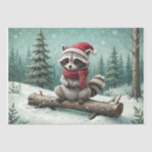 Gezellige wasbeer in kerstsfeer - Decoupage - Tissuepapier (Voorkant)