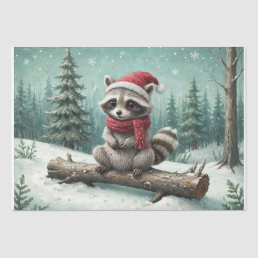 Gezellige wasbeer in kerstsfeer - Decoupage - Tissuepapier (Voorkant)