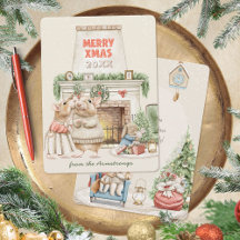 Gezellige watercolor muizen Vintage Kerstmis