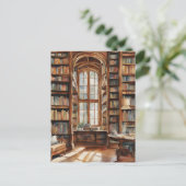 Gezellige Waterverf Bibliotheek Briefkaart (Staand voorkant)